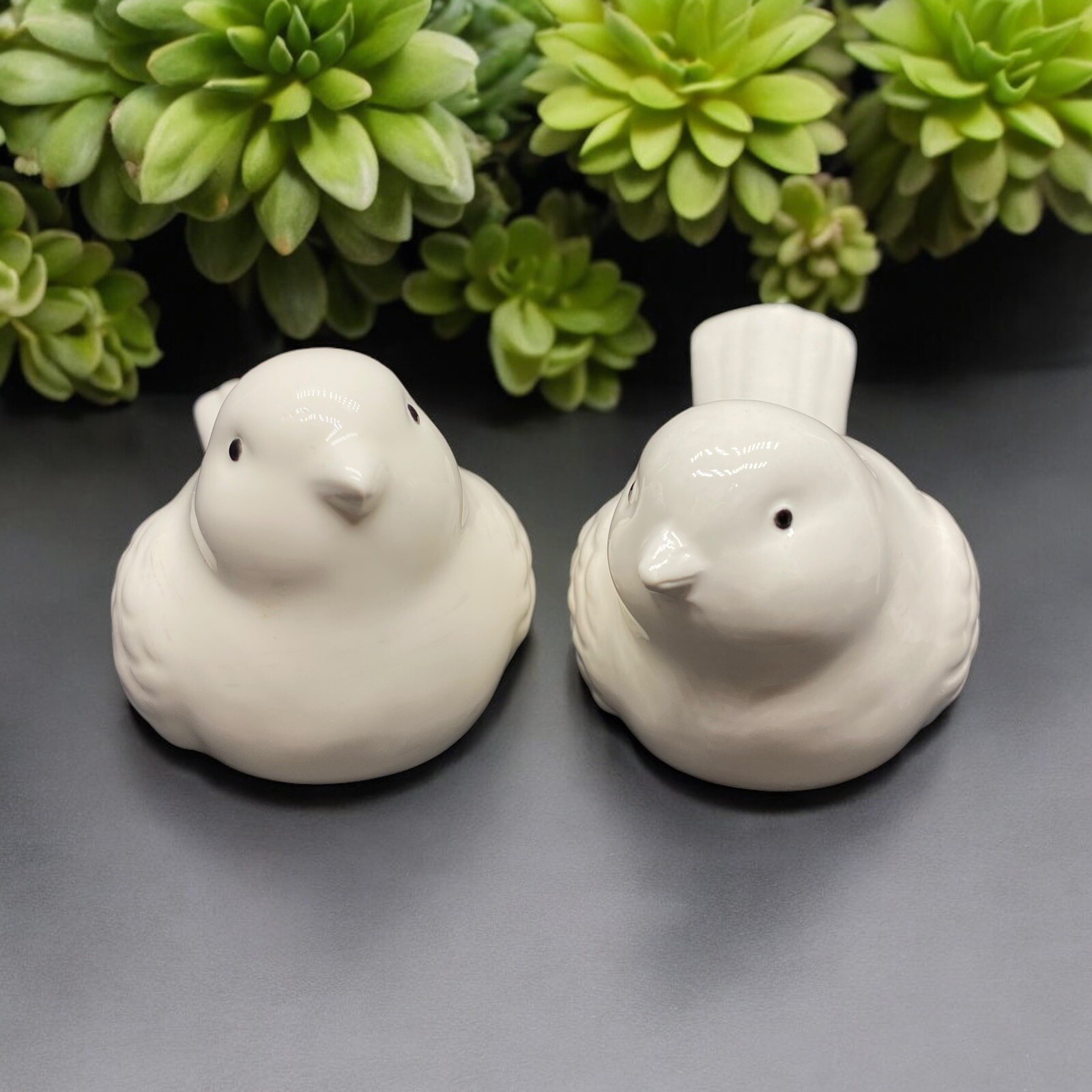 Pier One White Dove White Bird Ceramic Salt and Pepper Shakers