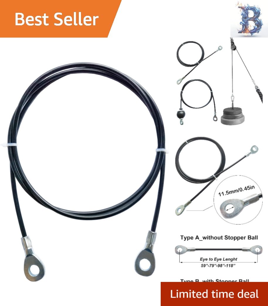 Durable 79-Inch Fitness Cable with Black PU Coating - Ideal for Weight Training