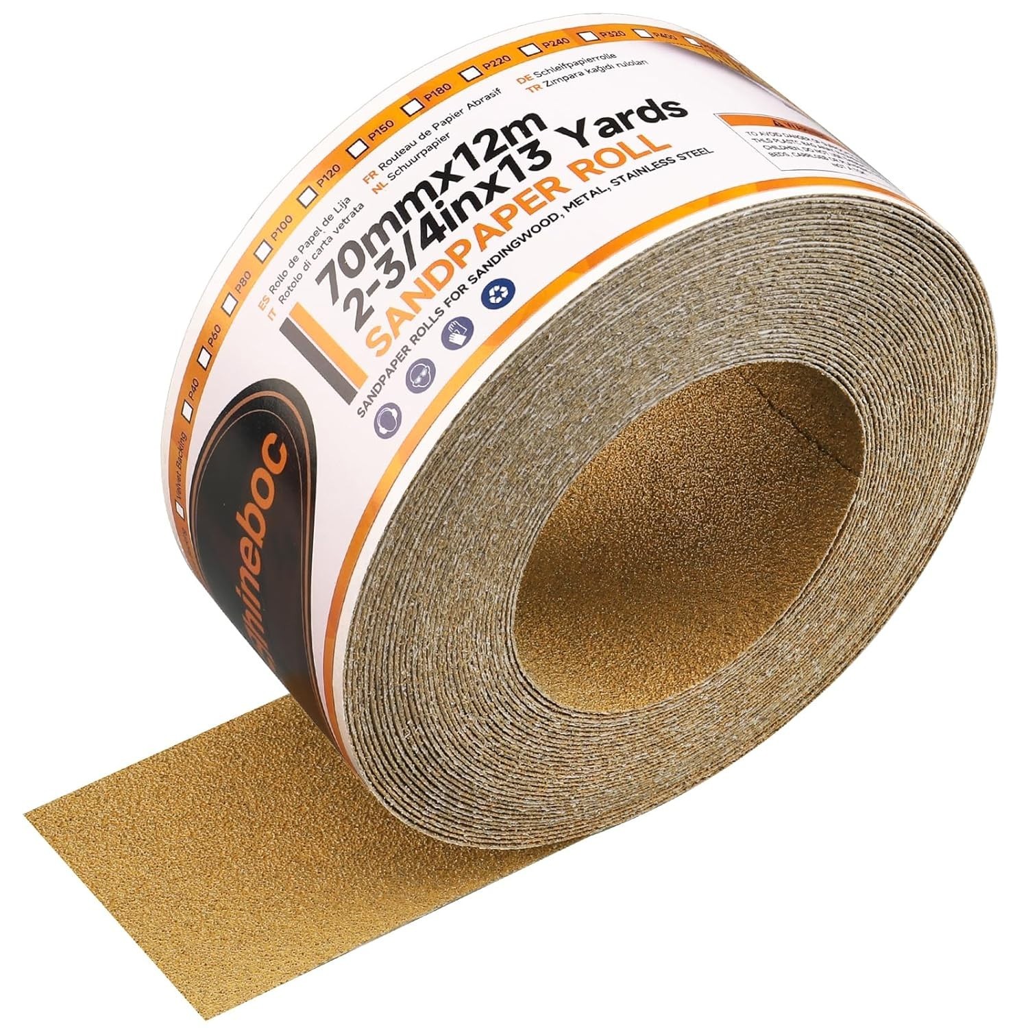 Shineboc Sandpaper Roll PSA Self Adhesive Sticky Back 2-3/4" x 20 Yard 60/80/120