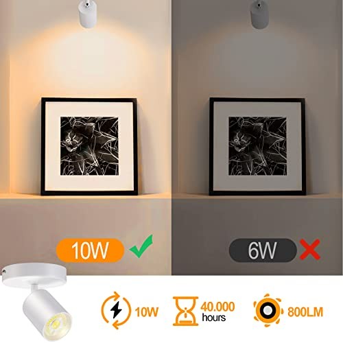 Flush Mount LED Ceiling Spotlight Dimmable Adjustable 2 Pack(3000K) White
