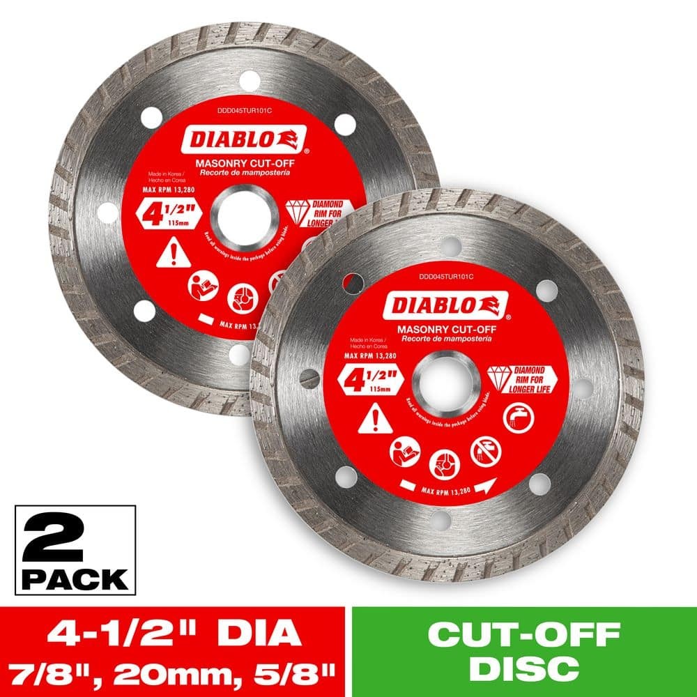 2-Pack 4-1/2 in. Turbo Rim Masonry Diamond Cut Off Blade Value Pack