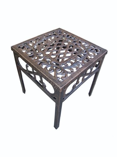 Oakland Living Mississippi Cast Aluminum End Table, 18-Inch Antique Bronze