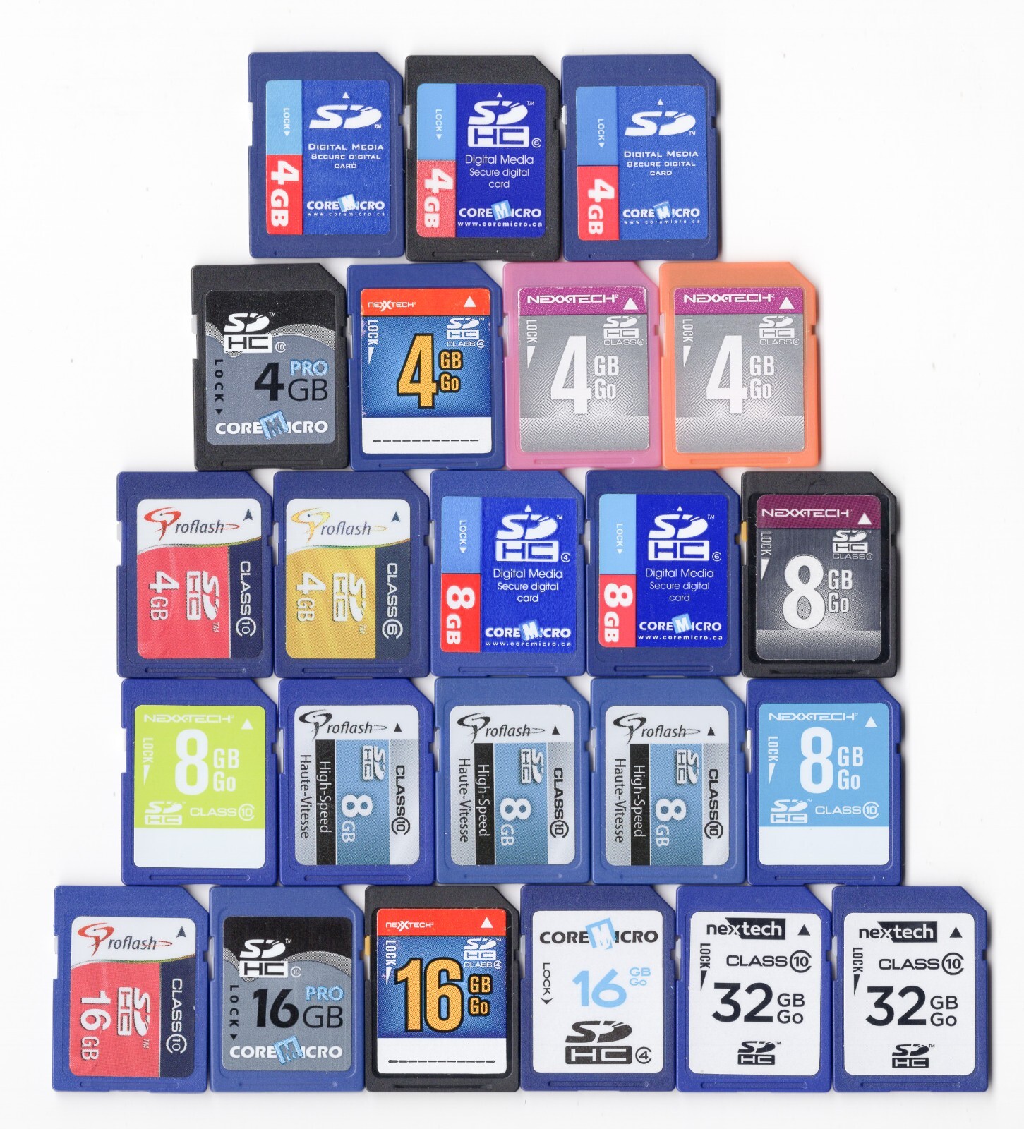 Lot 23x Misc. Brands 4GB 8GB 16GB 32GB SDHC Camera Memory Cards