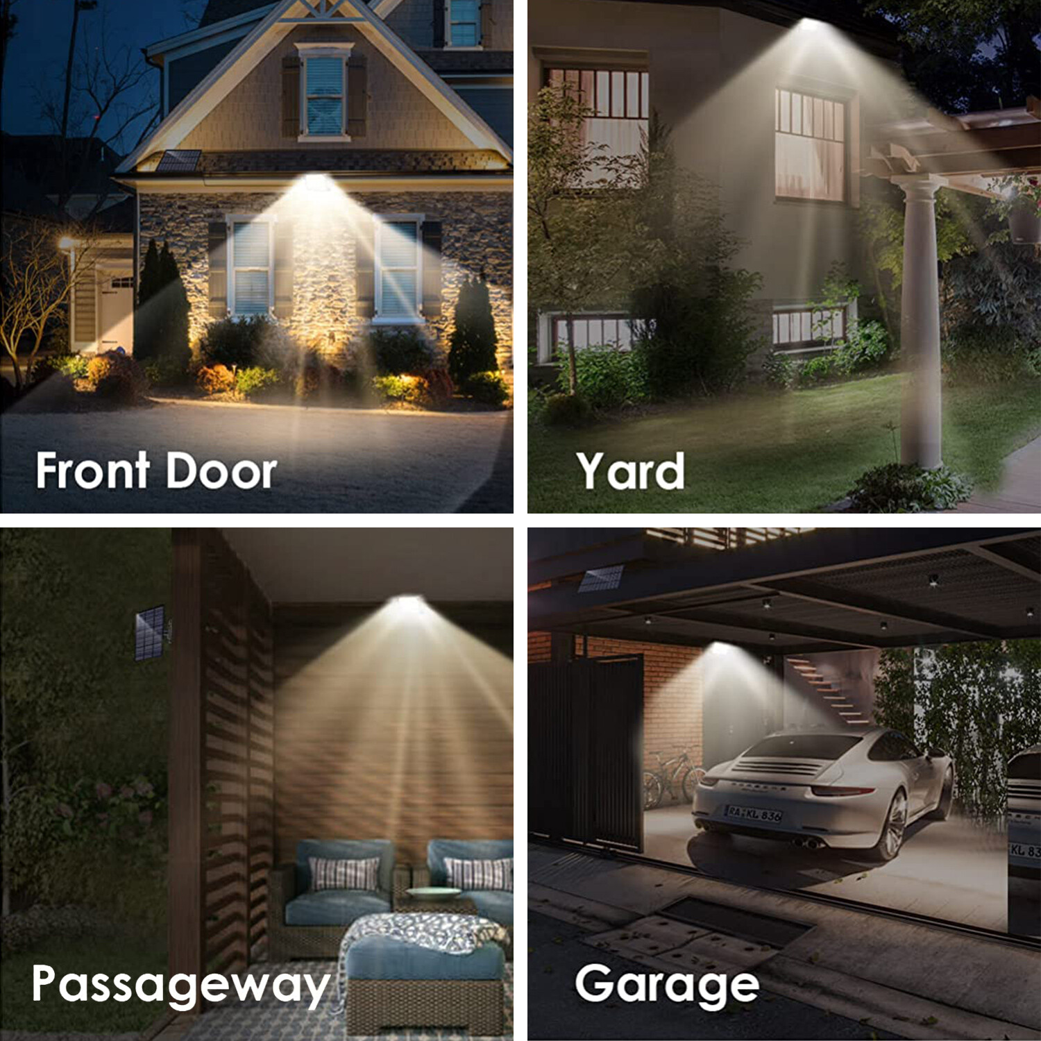 CLAONER 128 LED Solar Security Lights Motion Sensor Outdoor Separate Wall Lamp