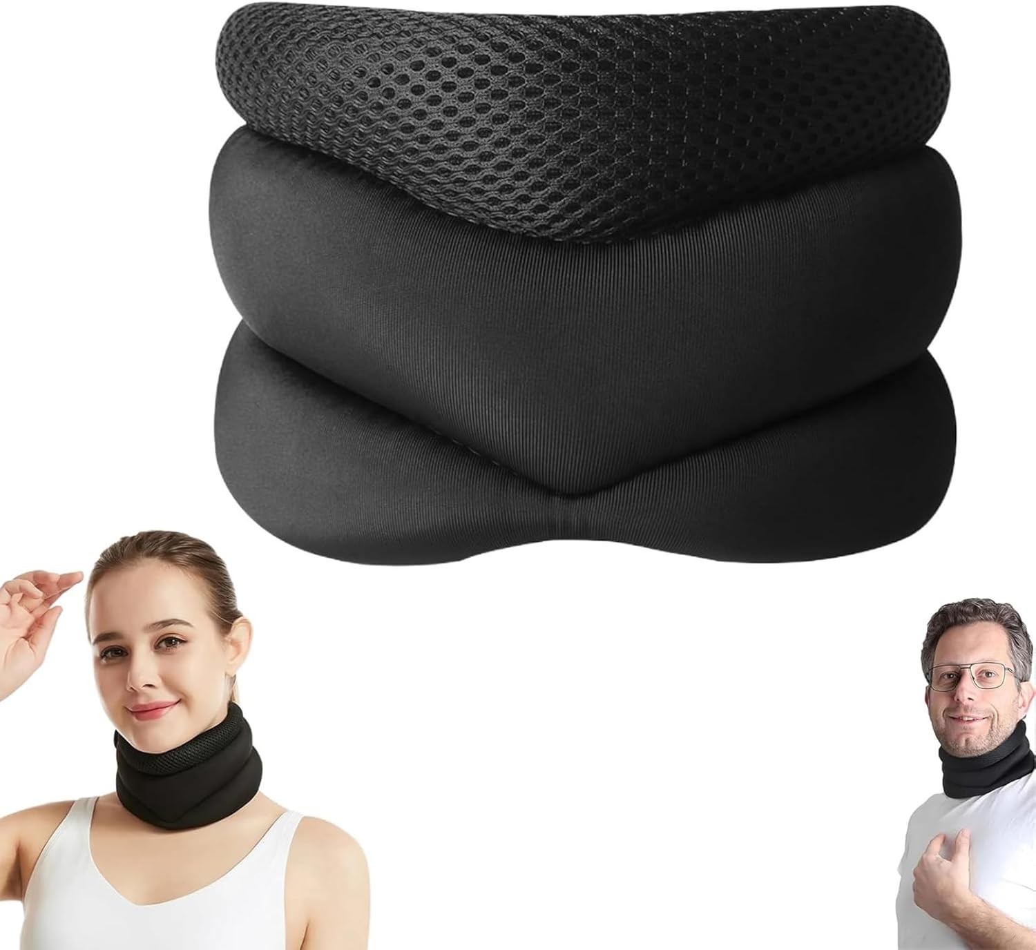 Vitavix Neck Support Pillow for Ergonomic Snoring Relief, Black, Black