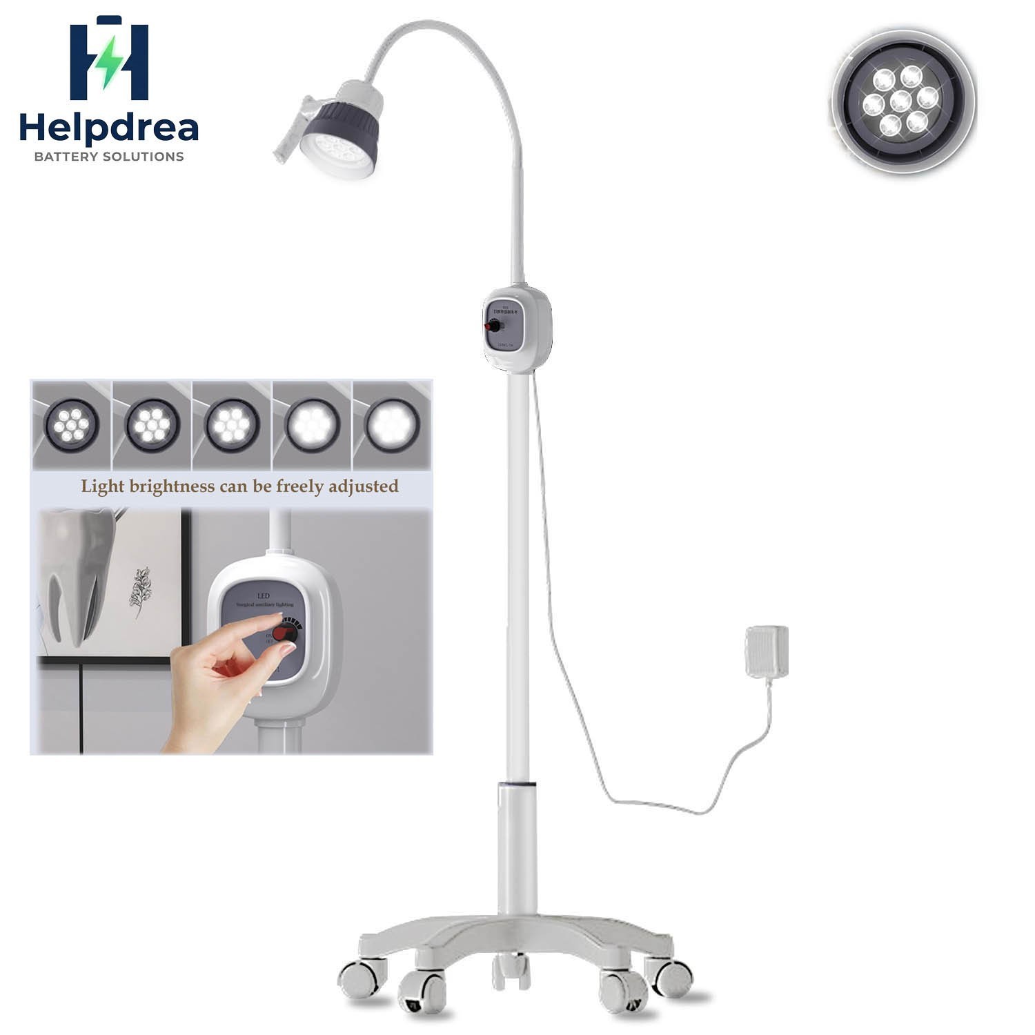 12W Dental Shadowless Operation Lamp 7 LED Surgical Exam Light Stepless Dimming
