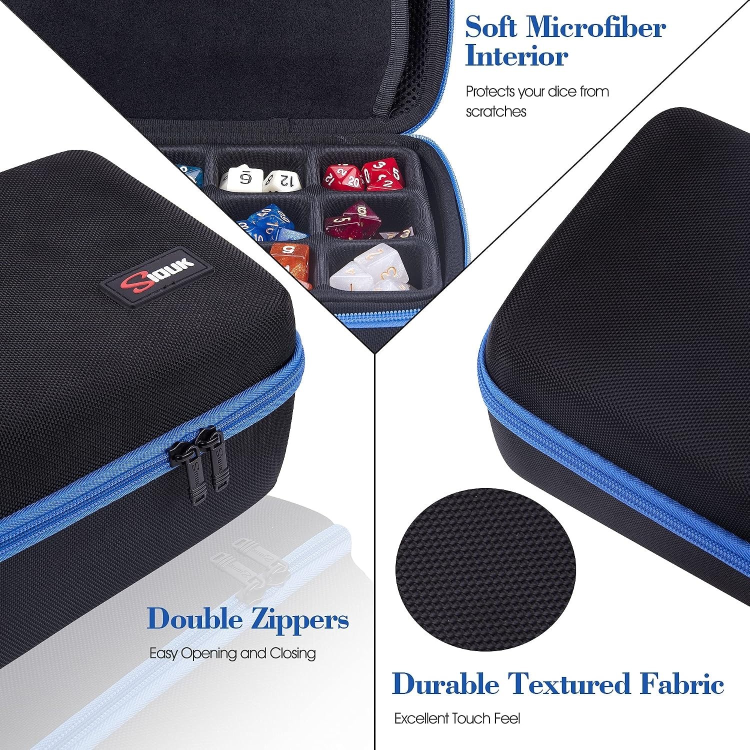Dice Storage Case Big Capacity Dice Box with Double Removable Slotted Tray an...