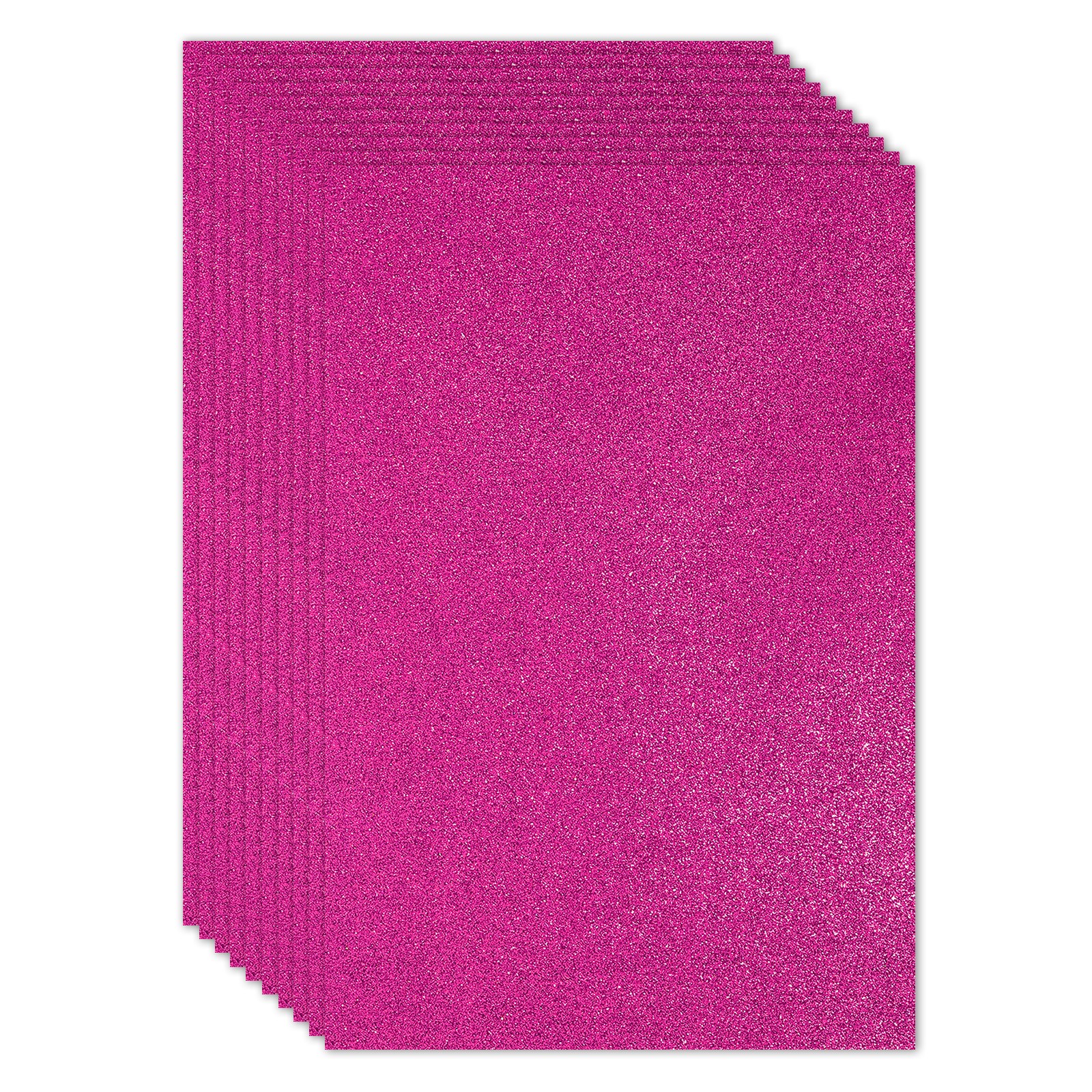 10 Sheets 2mm Glitter Foam Sheet, 16" x 12" Fuchsia Sparkle EVA Paper