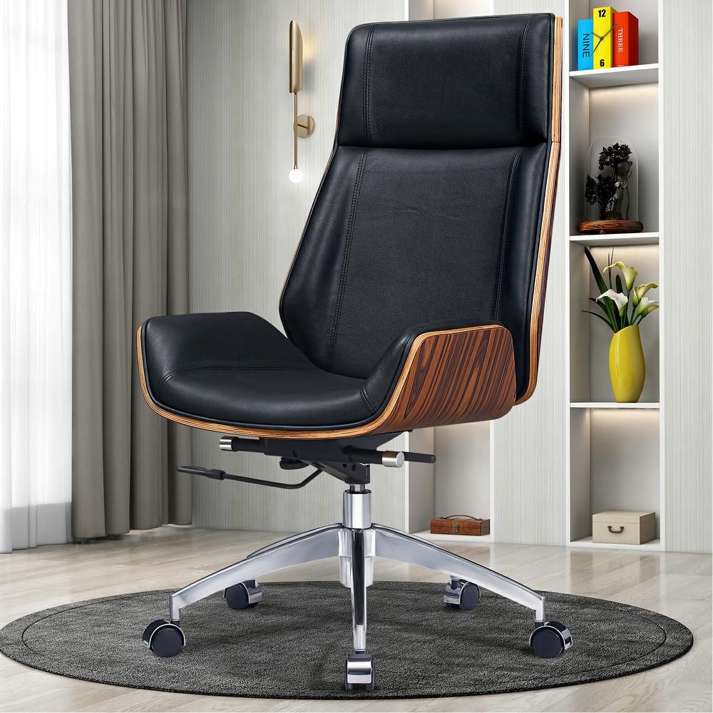 Palisander Real Leather Office Chair Executive Office Task Computer Chair Black