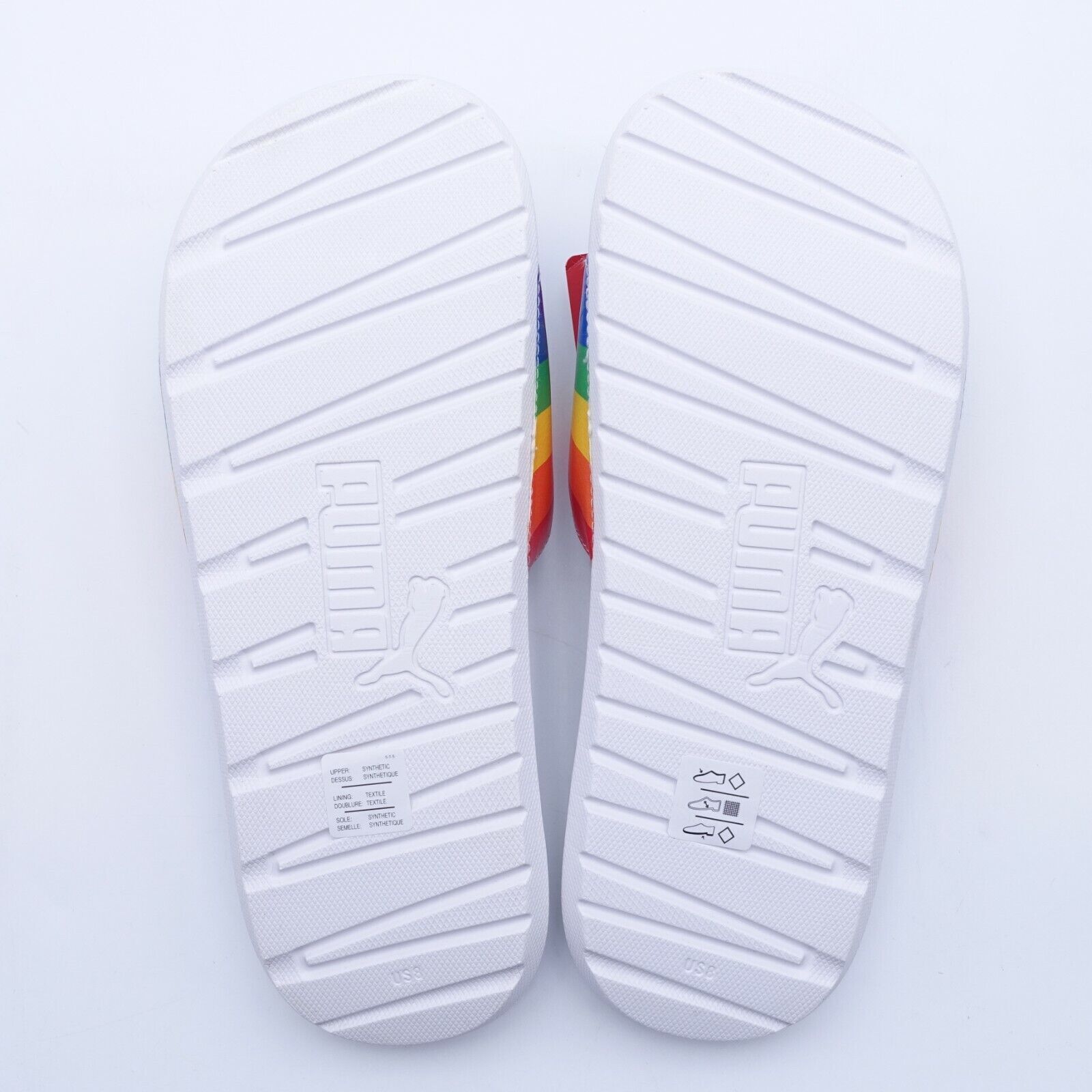 PUMA Women's Cool Cat Rainbow Pride Slide Sandals 383190-01 White