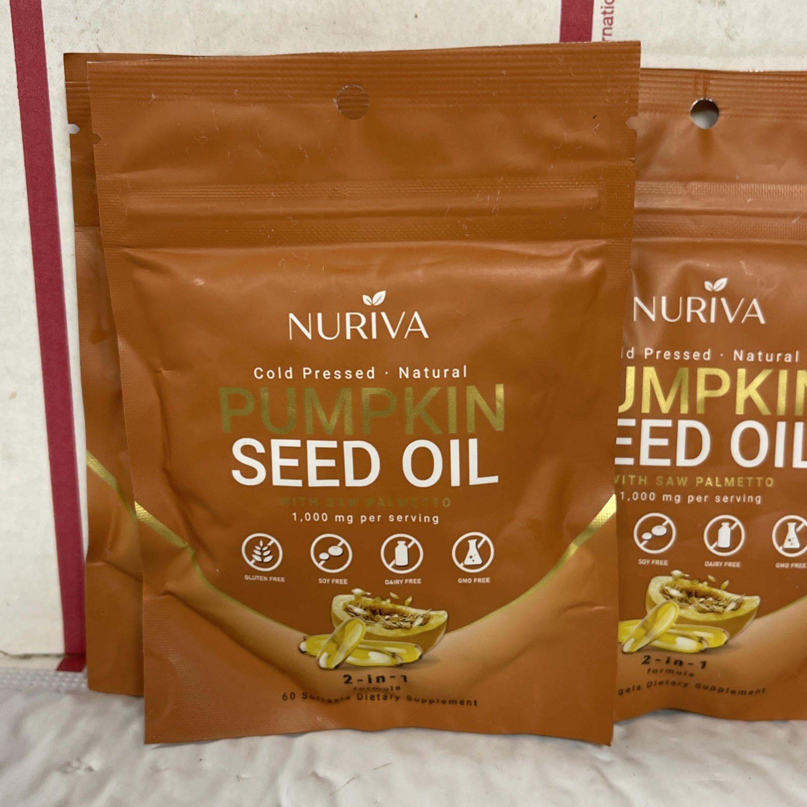 Nuriva Pumpkin Seed Oil & Saw Palmetto Softgels 1000mg 120  Ct. Gluten-Free
