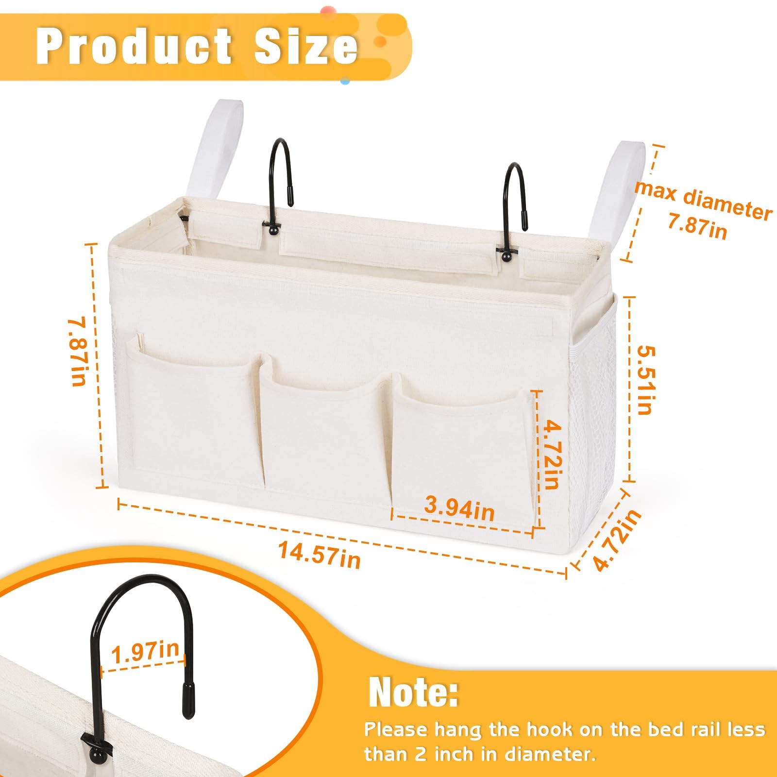 Bedside Caddy, Bedside Storage Bag Hanging Organizer for Bunk Bed