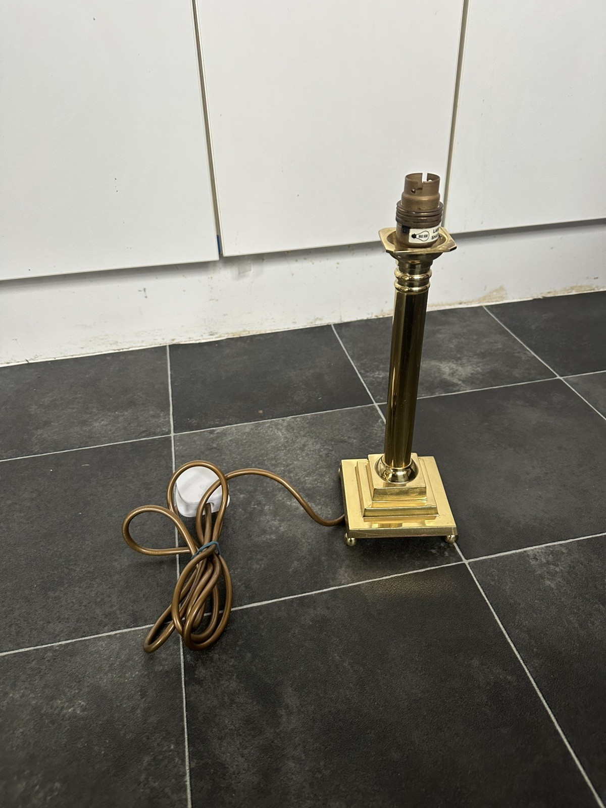 Antique Metal Gold Brass Lamp Light Bedside Table Lamp Pillar Column Square