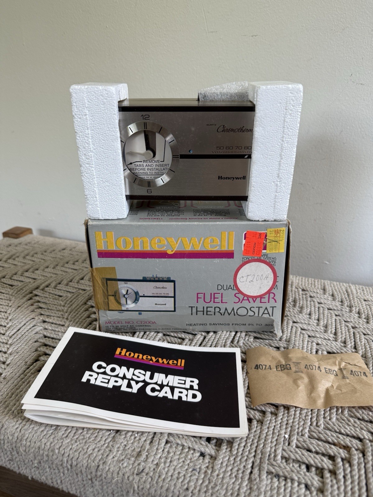 🍊Vintage 1980s Honeywell Fuel Saver Thermostat w/ Box | Model CT200A NEW!