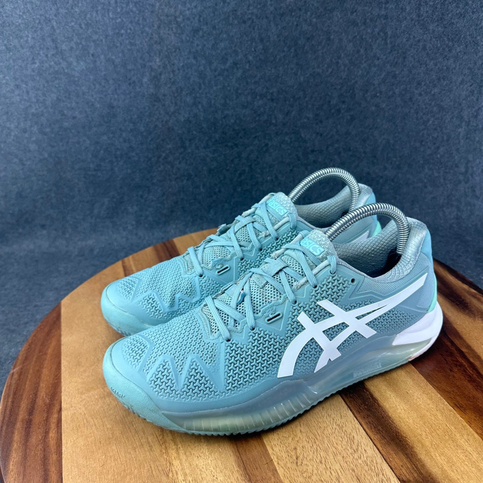 Asics Gel-Resolution 8 Clay Womens Tennis Shoes Green 1042A072 Sneakers Sz 8.5