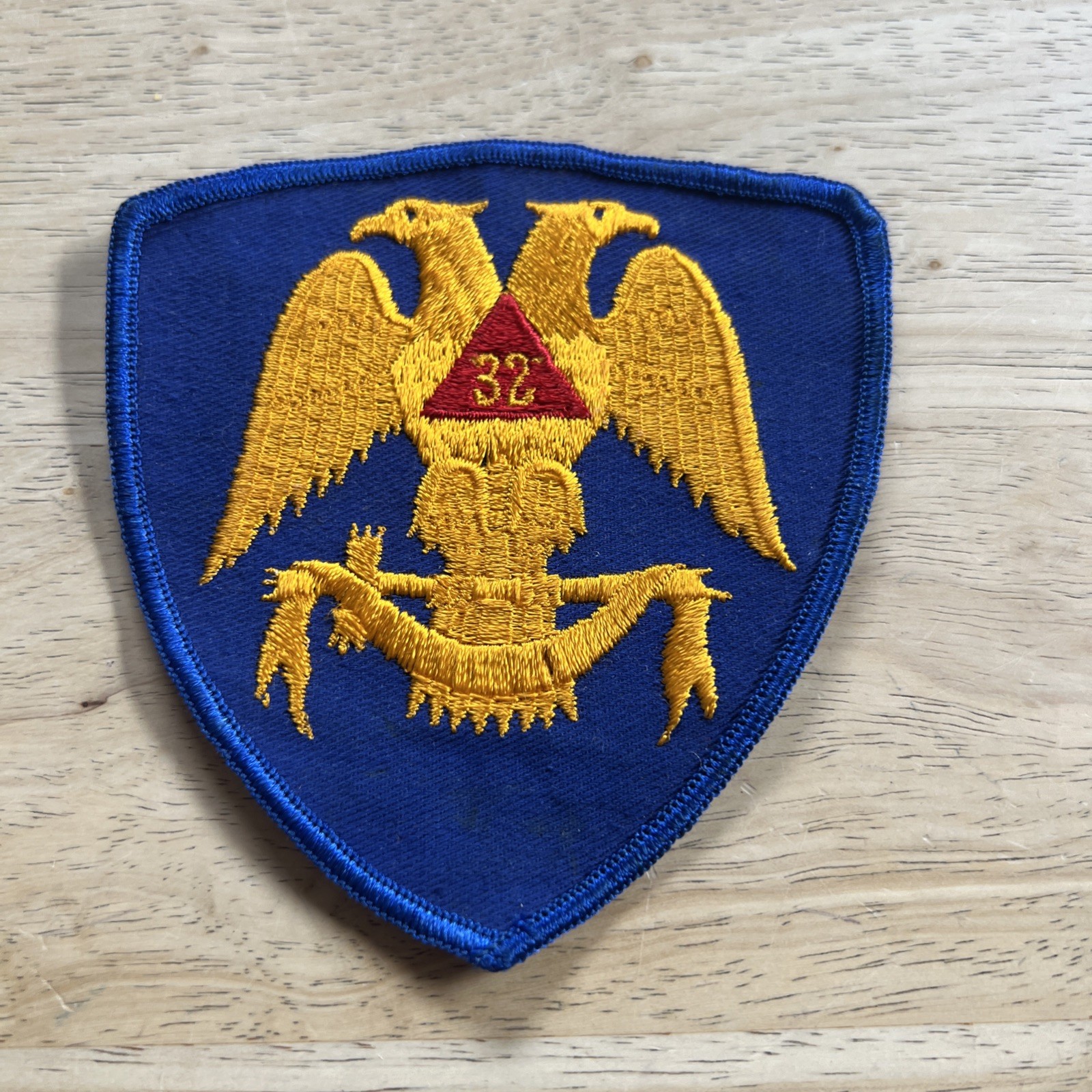 Freemason 32 Degree Double Headed Eagle Wings Down Blue Uniform Patch Vintage