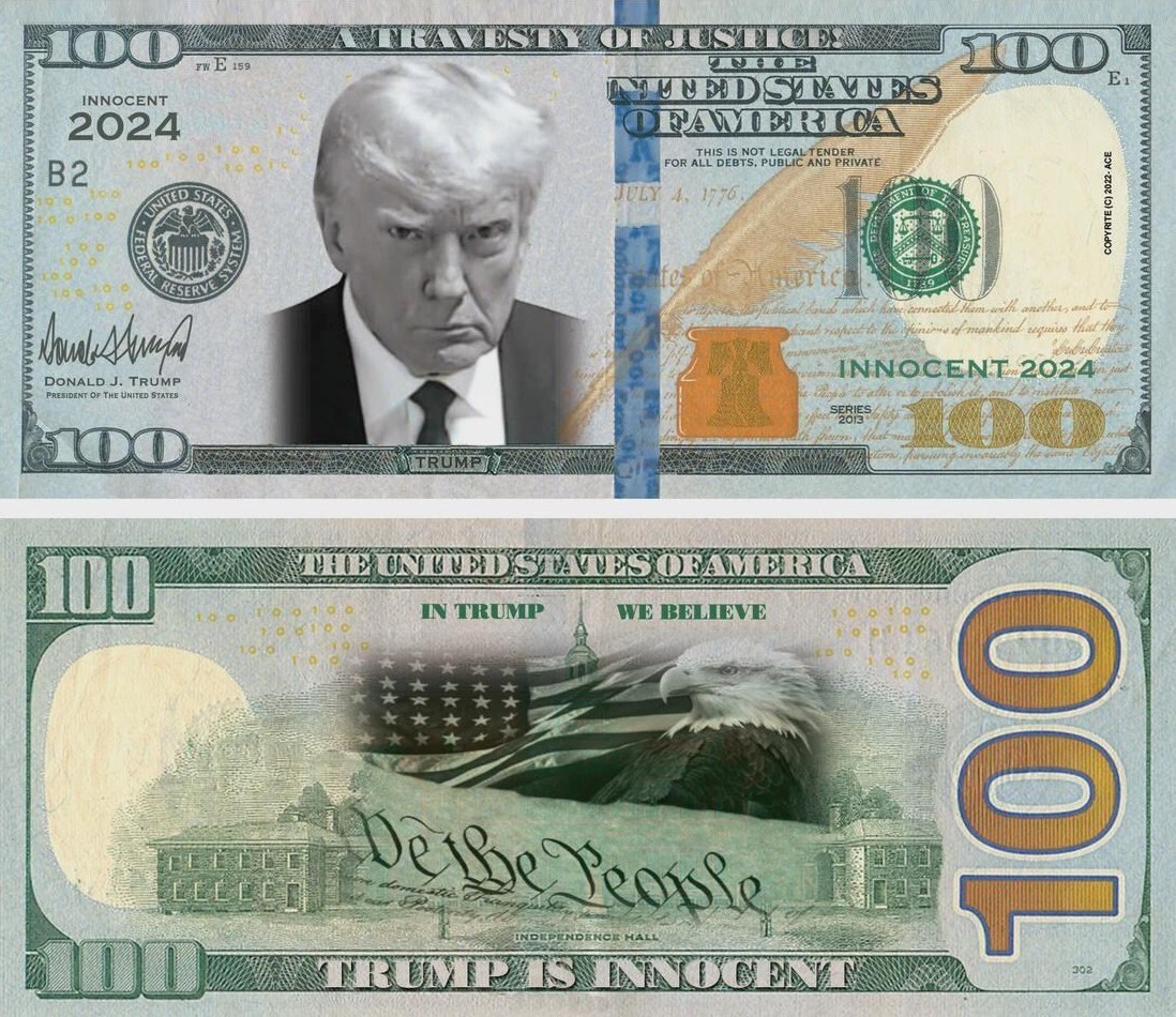 25 Pack Donald Trump is Innocent 2024 Mugshot $100 Dollars POTUS Century Money