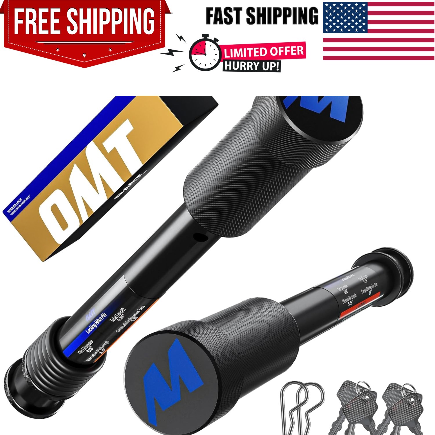 2-Pack Anti-Theft Hitch Pin Lock for 2" & 2.5" Receivers – Secure Your Trailers