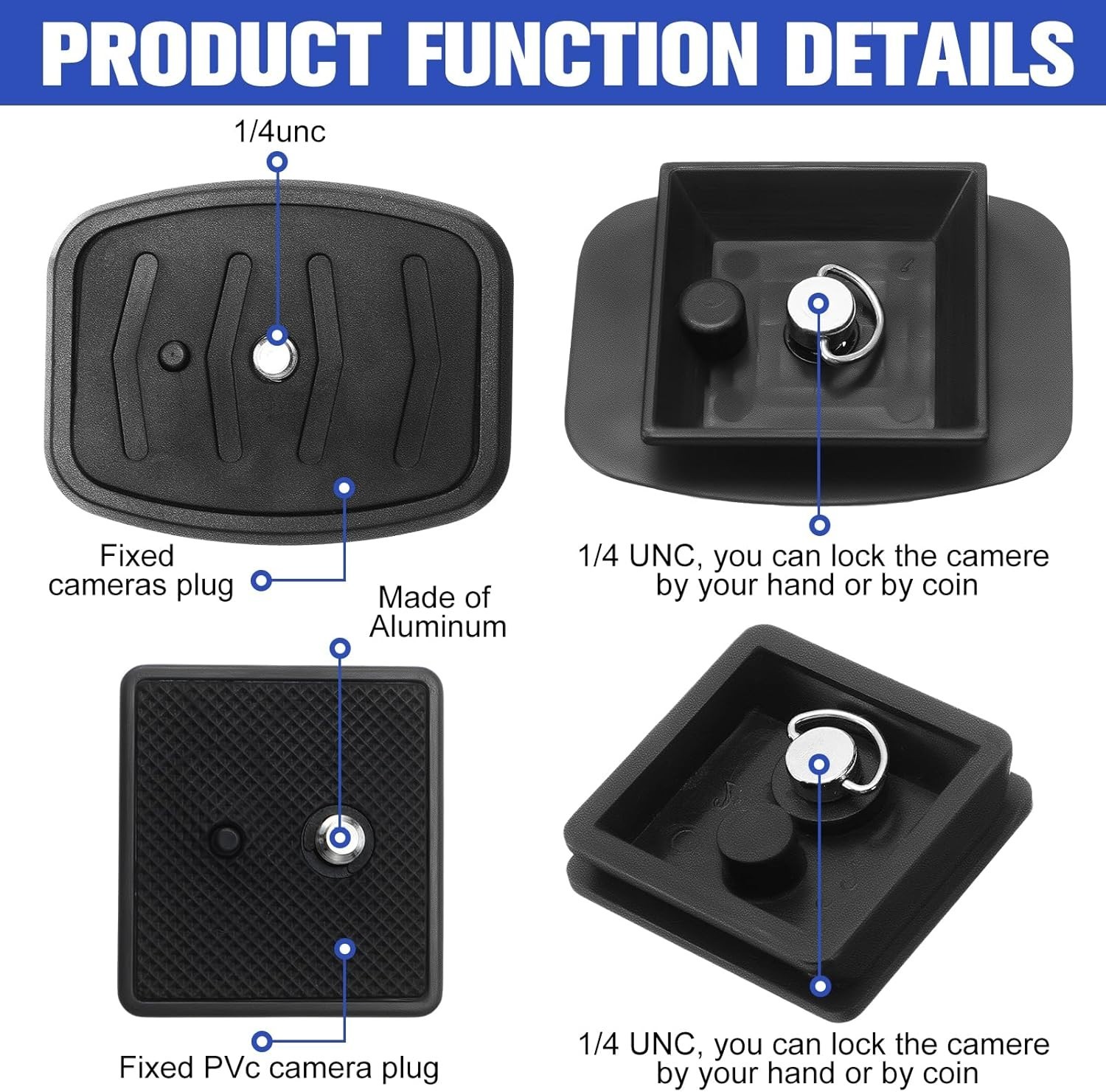 2 Pack 41mm and 43mm Tripod Quick Release Plate Camera Mounting Adapter, 2 Si...