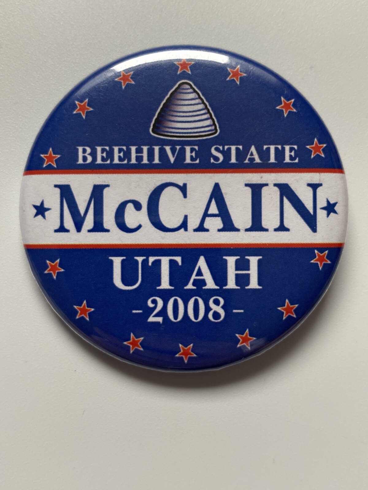 2008 John McCain For President Sarah Palin 2.25" Button Utah Beehive State Pin