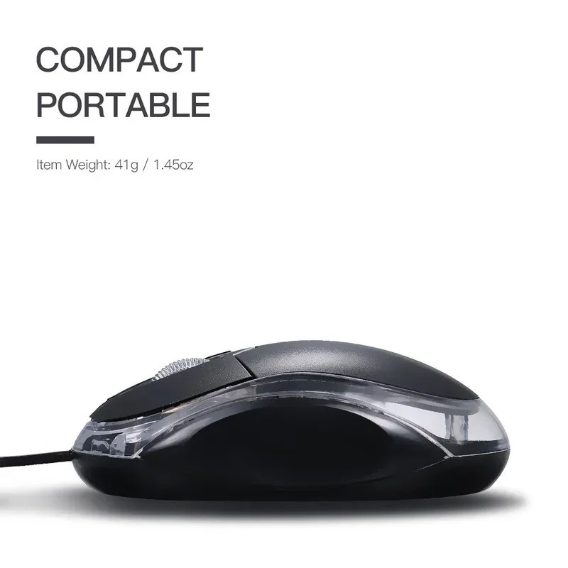 Mini USB Wired Optical Mouse 1000 DPI LED Gaming for PC Laptop Notebook Compute