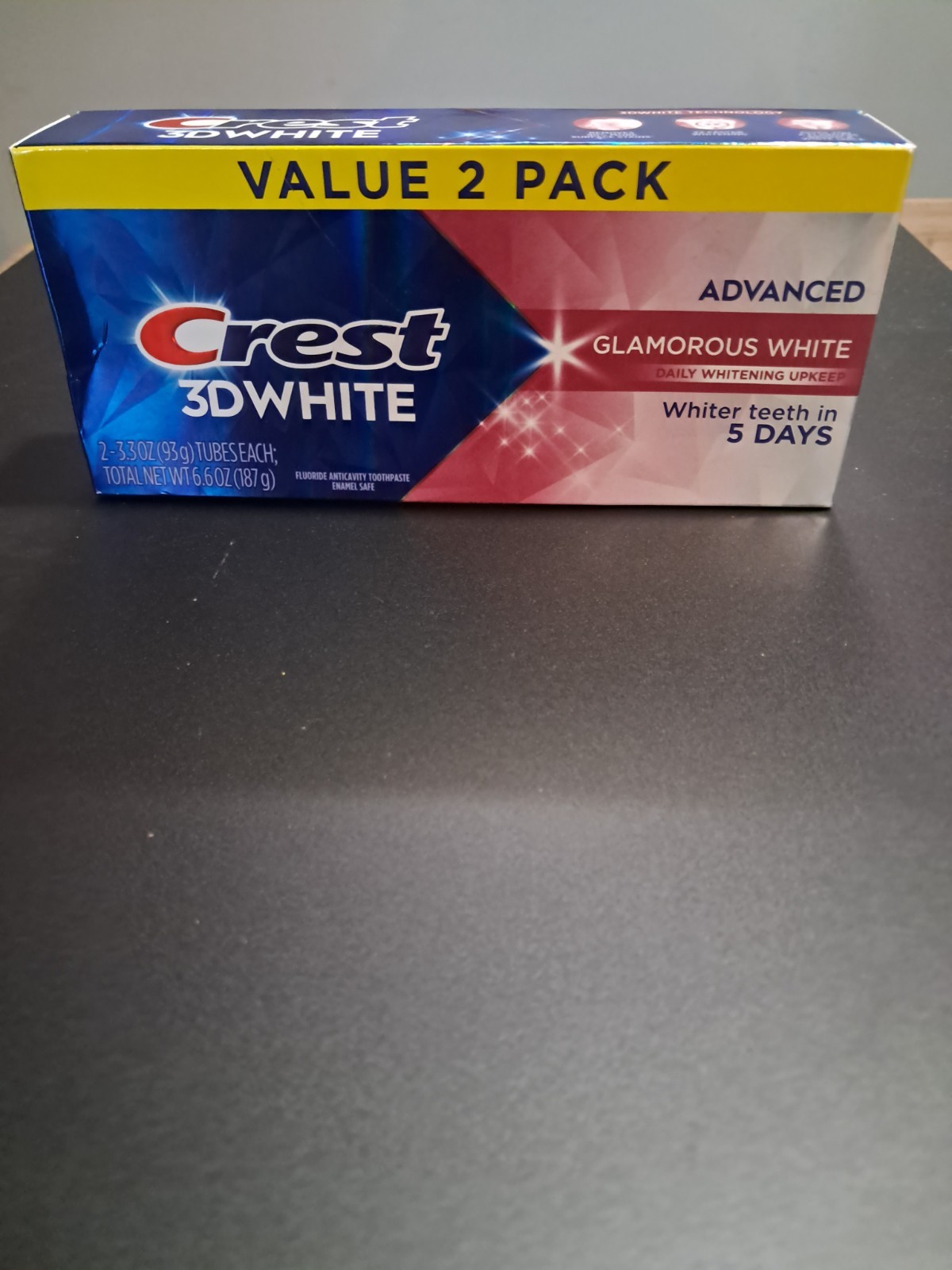 Lot Of 2 Crest 3D White Advanced Glamorous White Toothpaste 3.3 oz Ea. Exp. 9/28