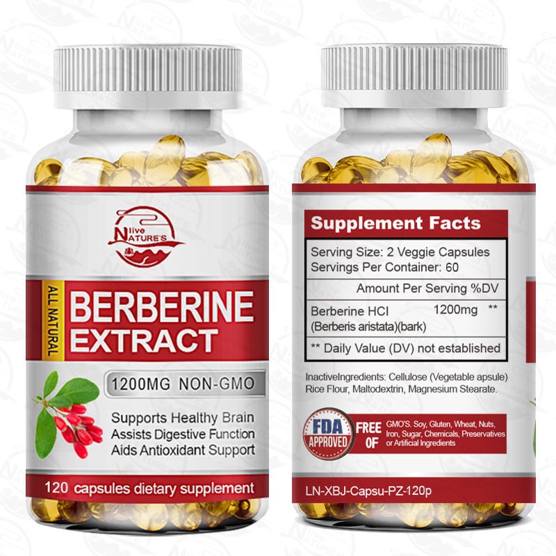 120 Capsules Premium Berberine HCL 1200mg High Potency Blood Sugar Support US