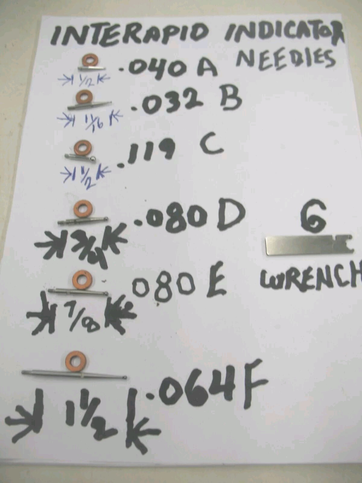 3 Interapid 311 ball dia. indicator Point B, D, F, ARE SOLD YOU ARE BUYING ONE