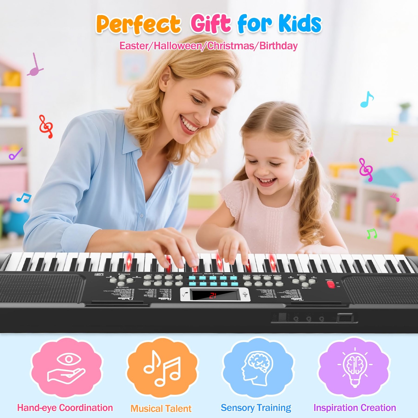 TWFRIC Kid Piano Keyboard Black