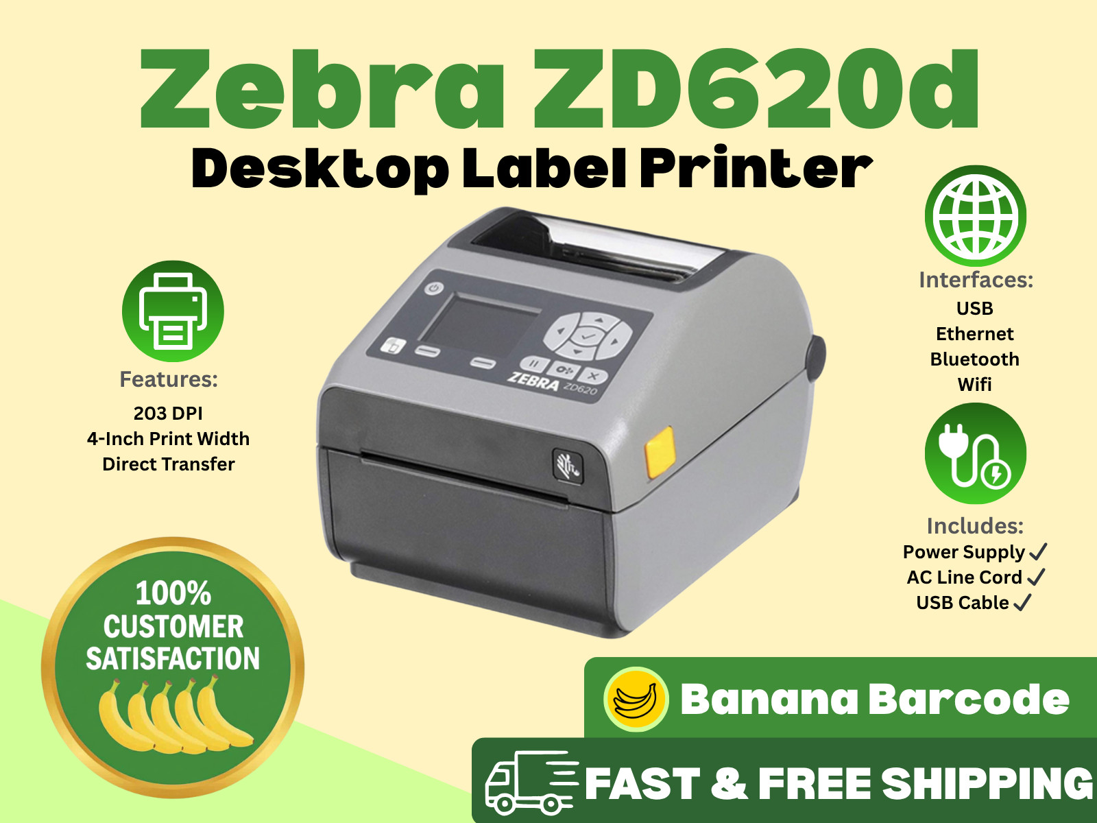 ✅Zebra ZD620d Direct Thermal Label Printer w/ LCD, USB, 4"  | Ready to Go! 🔥⭐️