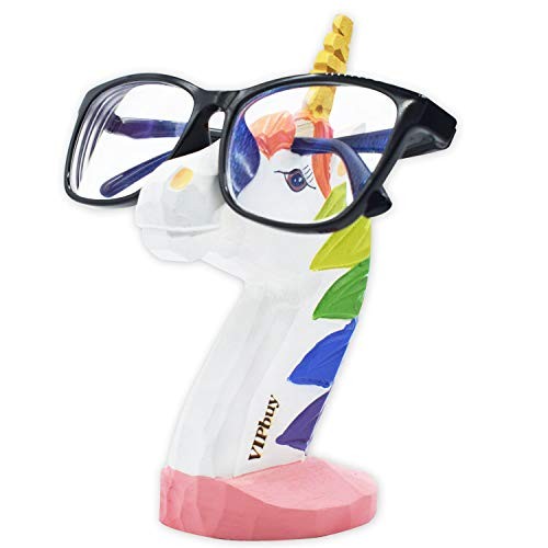 Handmade Wood Carving Eyeglasses Glasses Holder Stand Sunglasses Unicorn