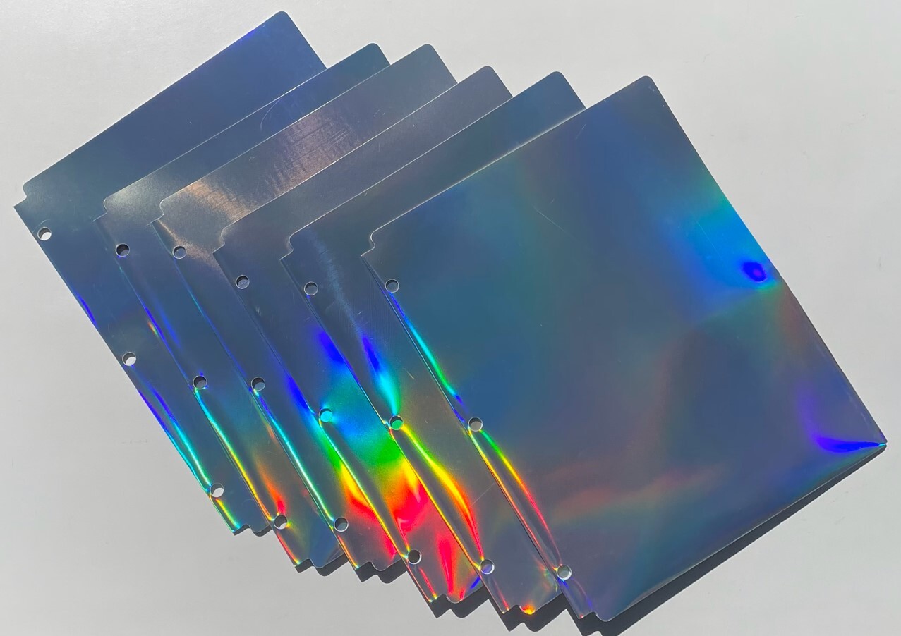 Staples 2-Pocket Silver Iridescent Poly Portfolio Folders Water & Tear Resistant