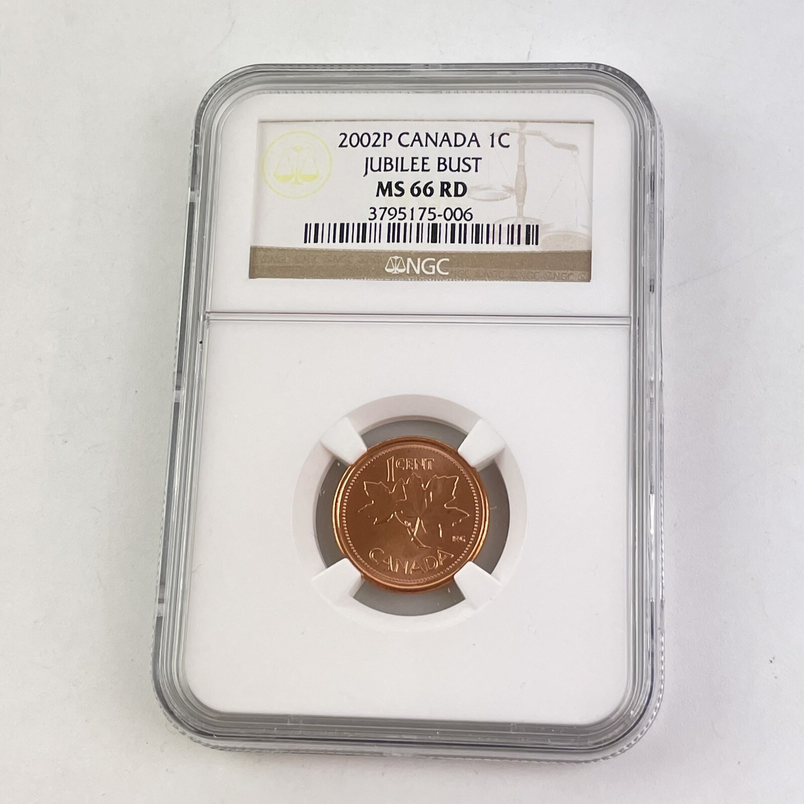 2002P Elizabeth II Canada 1C Cent Coin MS 66 MS66 RD Red NGC Graded