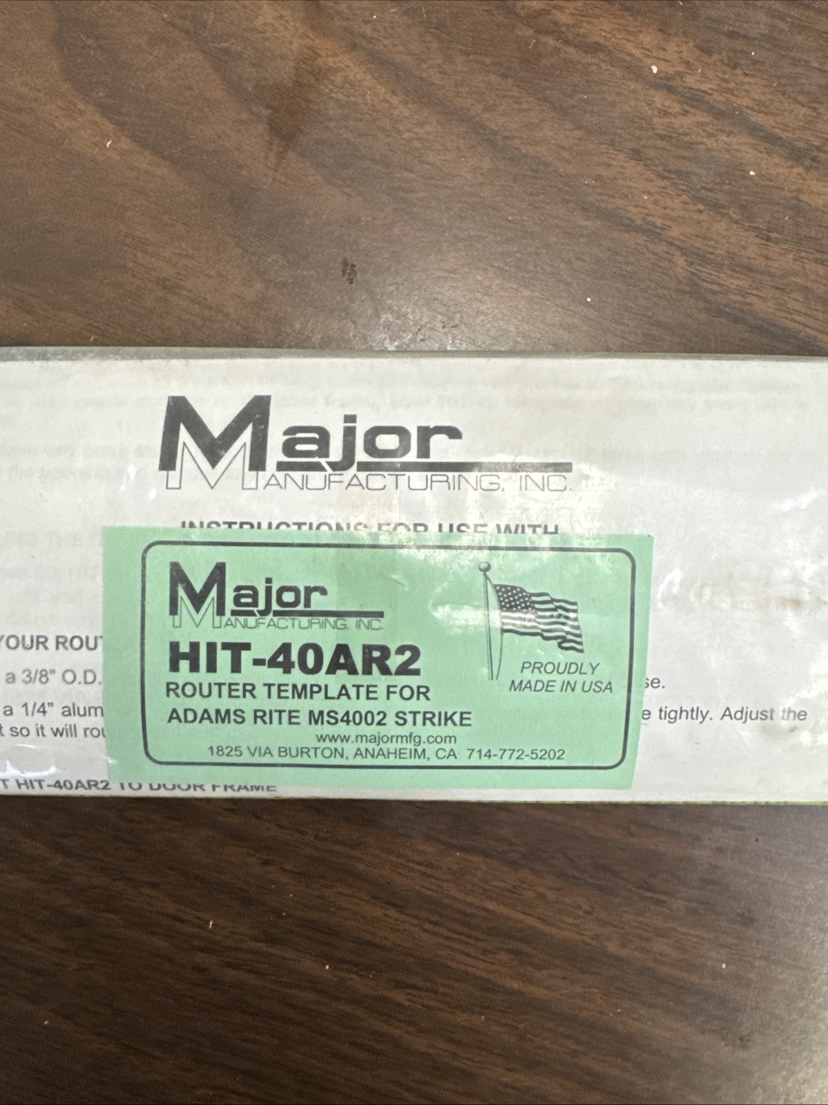 Major Router Template F/ AR4002 HIT-40AR2.