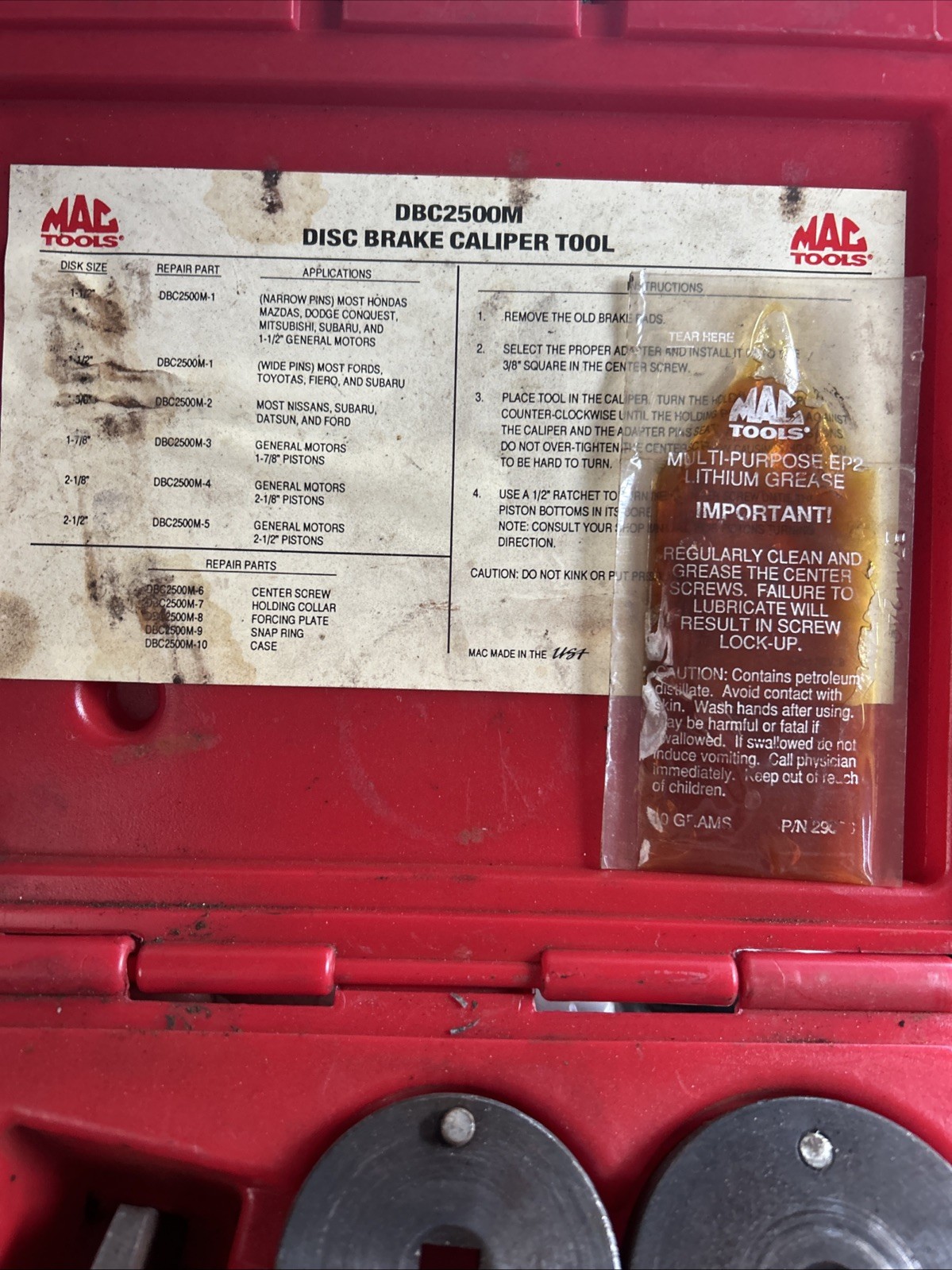 Mac Tools Disc Brake Caliper Set DBC2500M w/ Case.