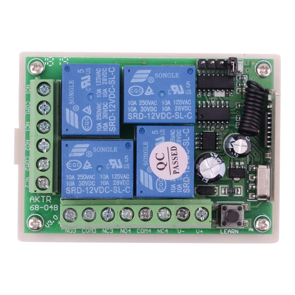 DC 12V Remote Control Switch 4 Channel Universal 433Mhz Remote Control Moment...