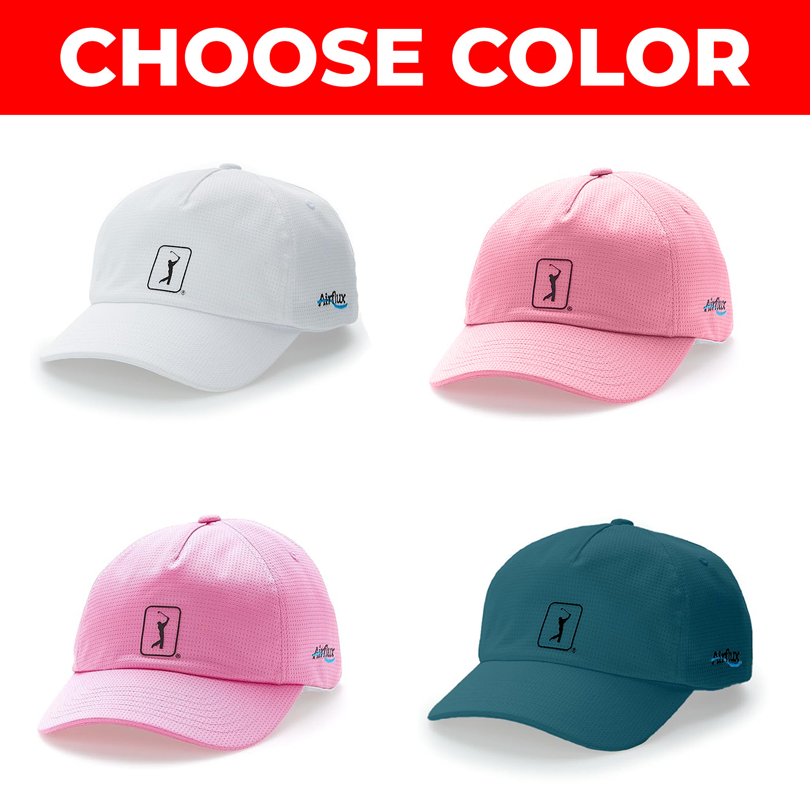 PGA Tour Mens Adjustable Mesh Golf Hat White Pink Green Breathable Outdoor NWT