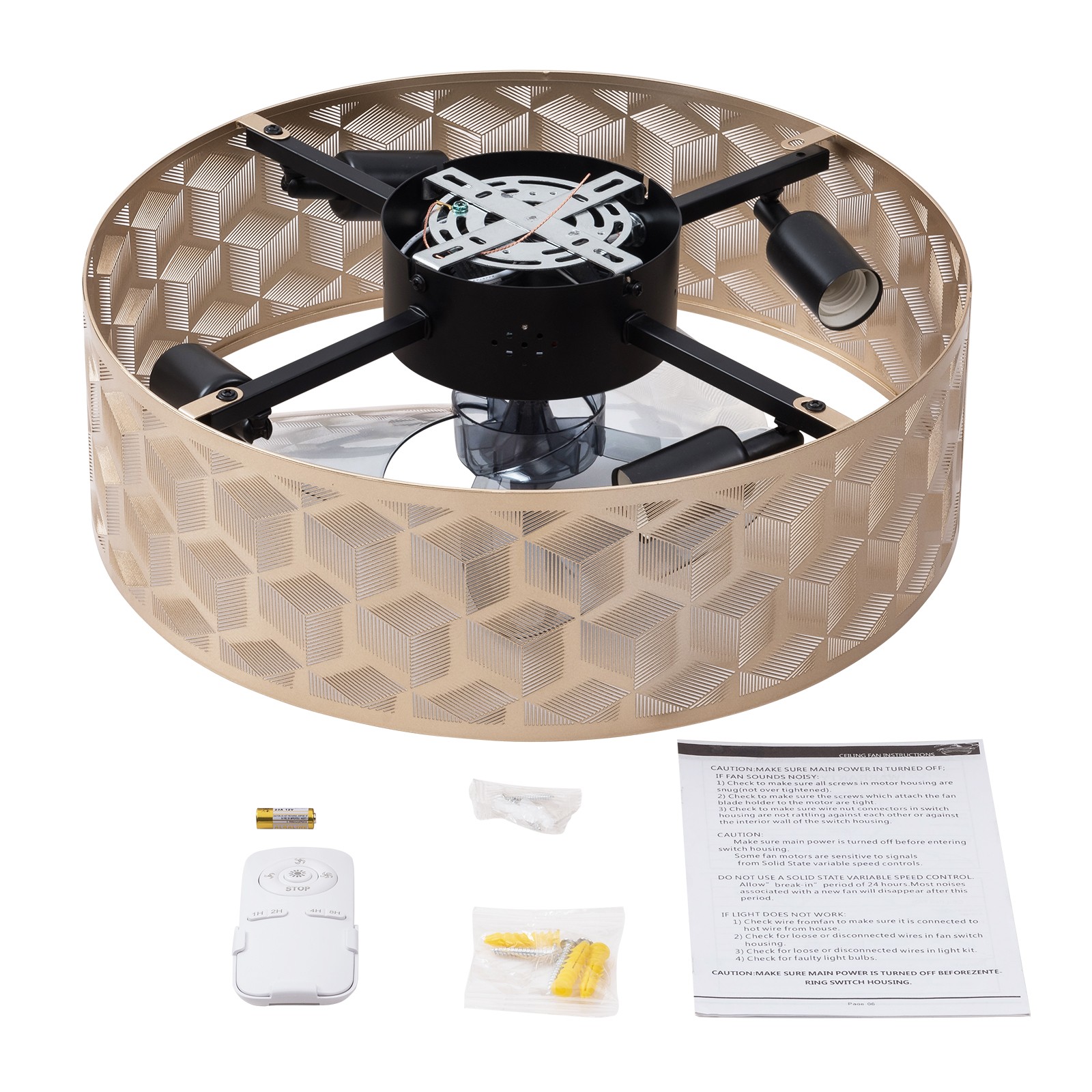 Modern Round Low Profile Ceiling Fan Light with Remote Control ?C 18" Indoor