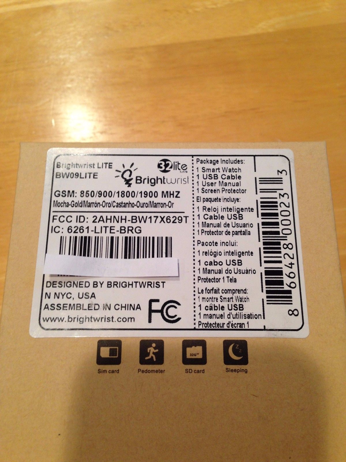 BrightWrist Smartwatch Wearable Technology, Mocha-Gold