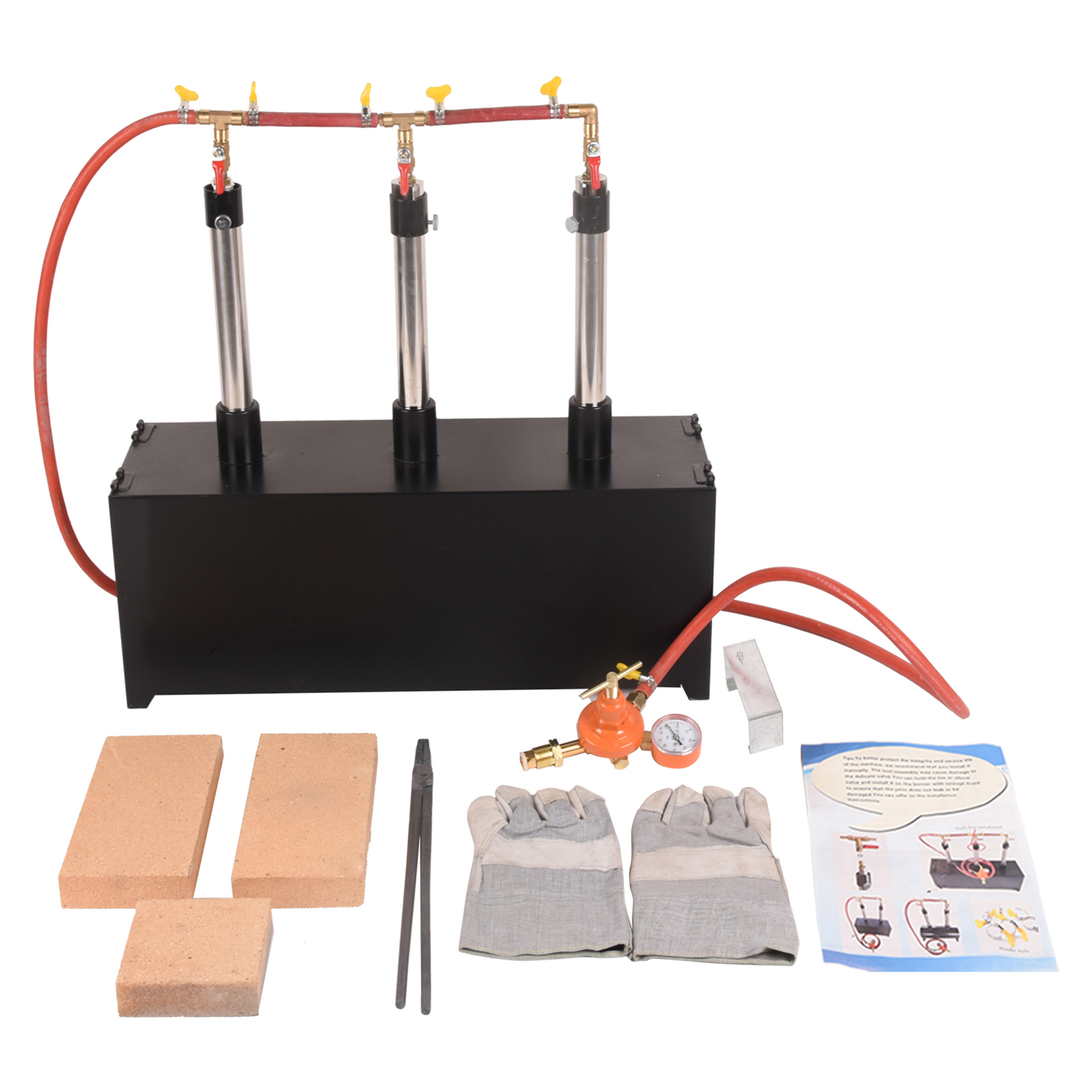 Propane Forge Furnace Gas Burner for Blacksmith Metal Knife Making 3 Burners