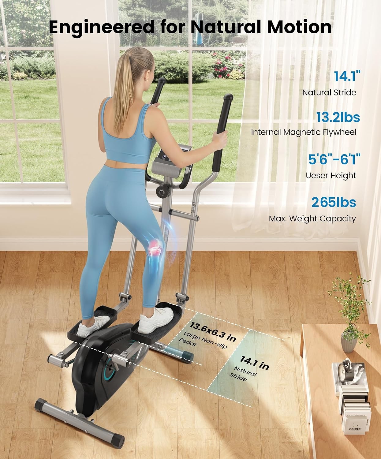 Elliptical Exercise Machine Ultra-Quiet Elliptical Machine Home 13.2LBS Flywheel