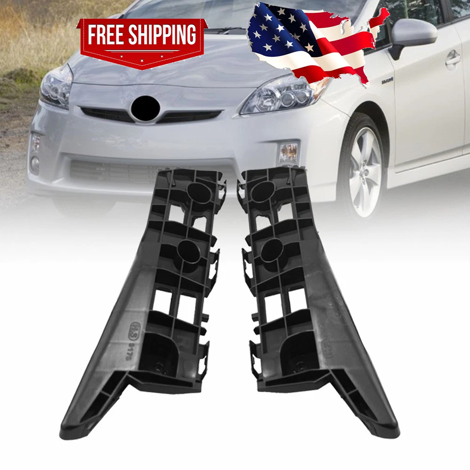 Set of 2 Bumper Bracket For Toyota Prius 2010-2015 Front LH & RH Cover Support