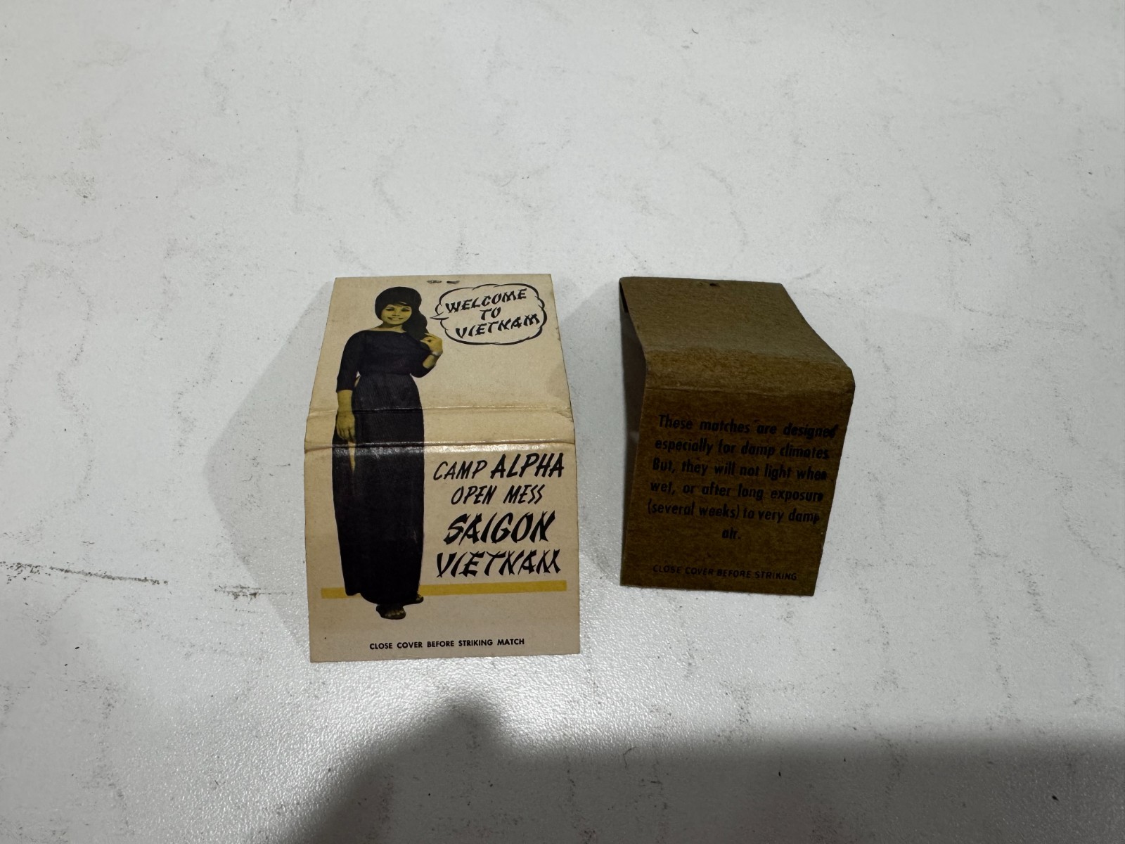 Vintage Vietnam War Era Meal Ration Matchbook & Camp Alpha Saigon Matches