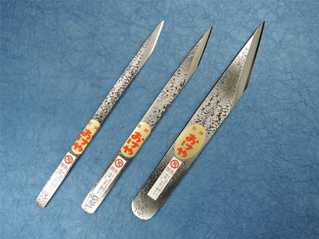 Okeya Kiridashi Kogatana Shirogami Steel Japanese Knife 9, 12, 21mm Set of 3 Pcs