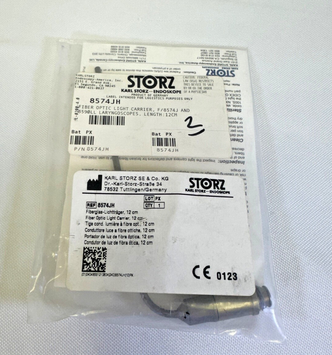 Karl Storz 8574JH Fiberoptic  12cmLight Carrier  F/8574j & 8590LL Laryngoscopes