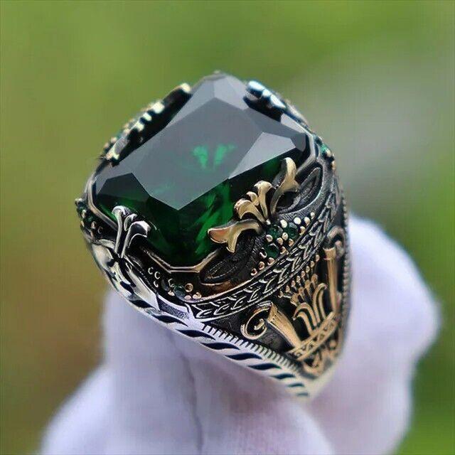 Silver Handmade Jewelry Black Men's Ring All Size Fashion Ring 2024 Retro Domine