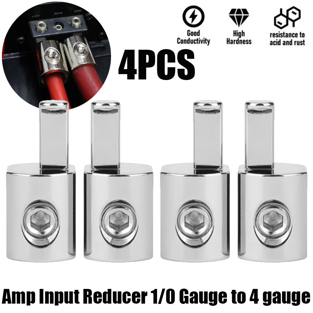 Lot Amp Car Audio Amplifier Power and Ground 1/0 Gauge to 4 Gauge Input Reducer