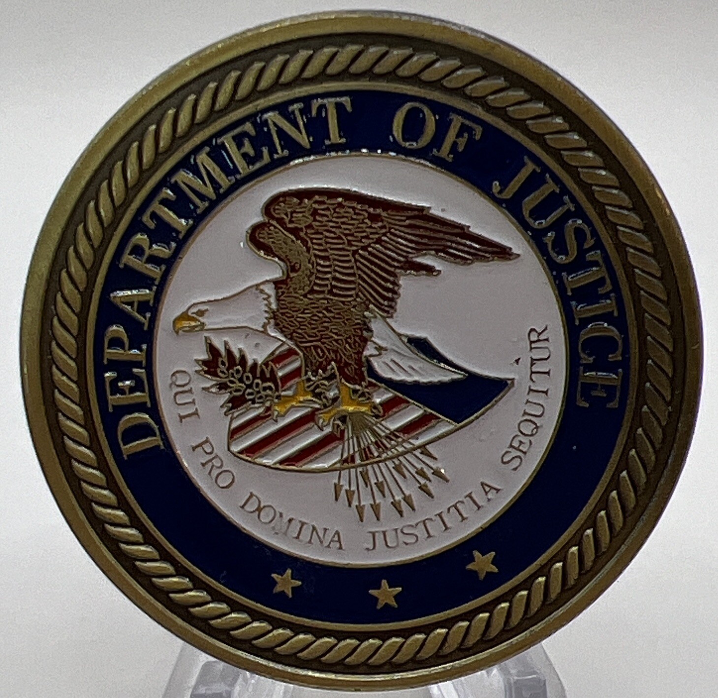 * United States Department Of Justice Challenge Coin Comes In Clear Capsule