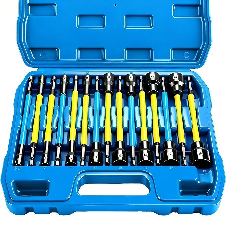 14-piece magnetic nut and screwdriver set, impact power hexagonal extended nut s