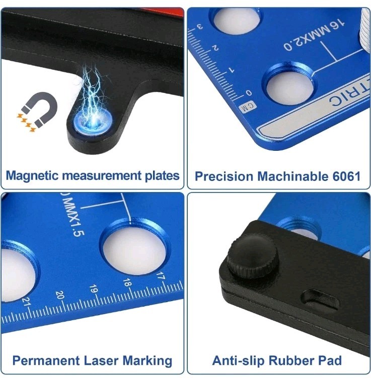 Detachable Magnetic Nut and Bolt Thread Checker 20 Bolt Sizer Standard & Metric